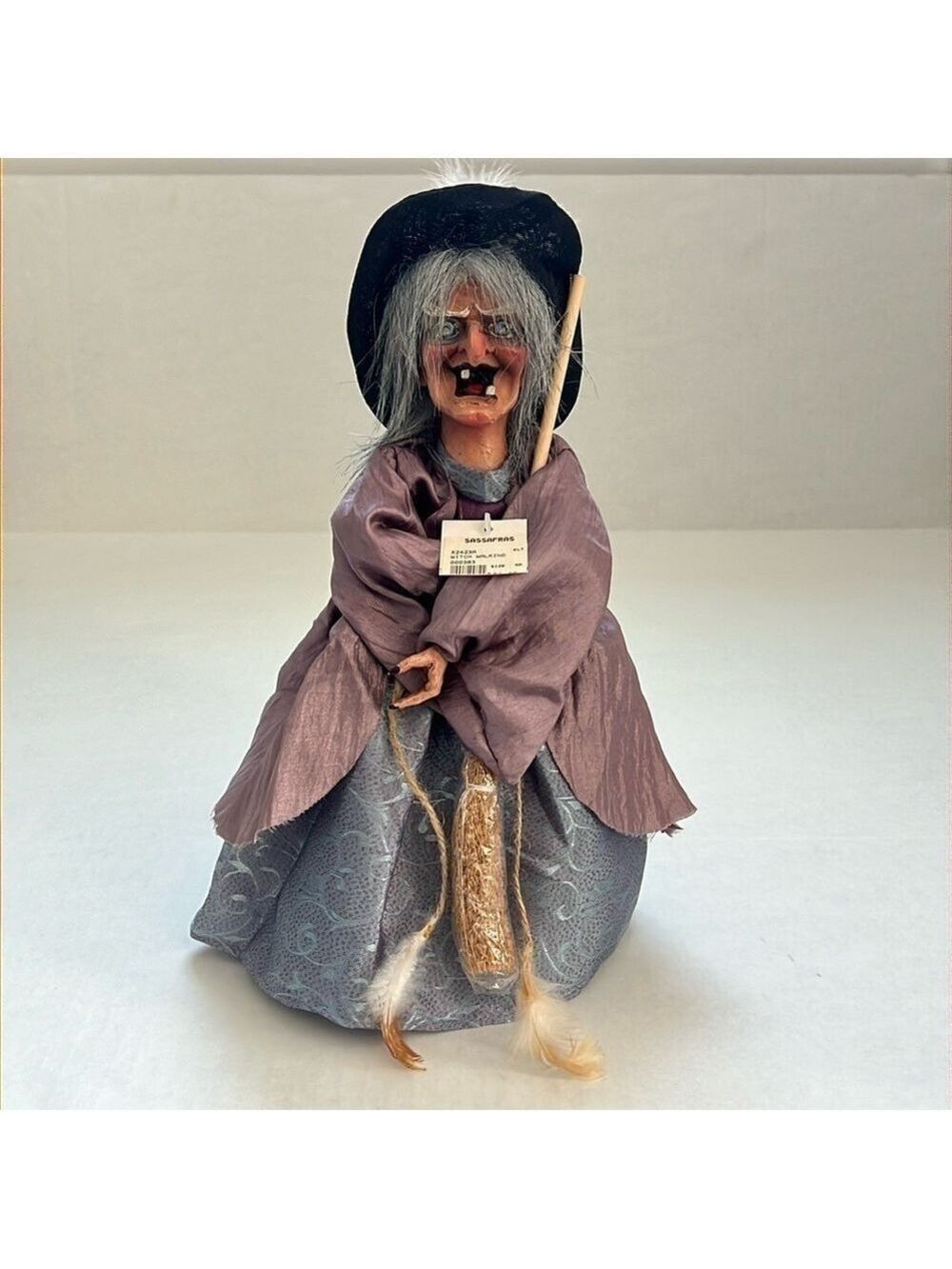 Sassafras Vintage Motorized Laughing Halloween Witch Doll/ Halloween Decoration